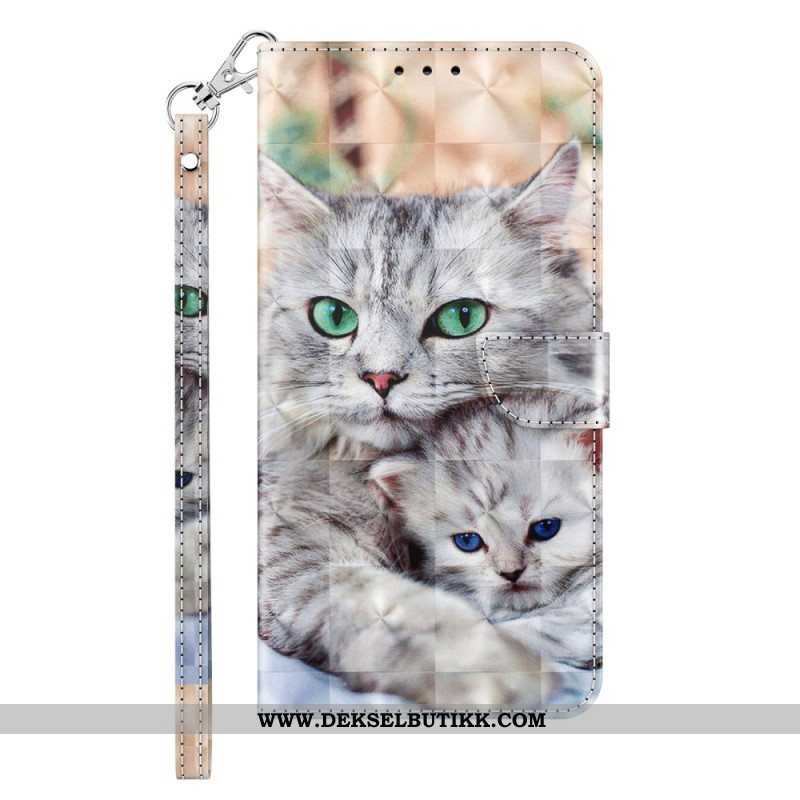 Folio Deksel Til iPhone 14 Pro Med Kjede Bare Thong Cats