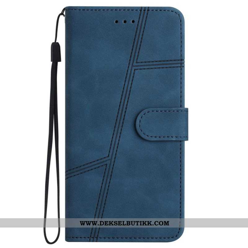 Folio Deksel Til iPhone 14 Pro Med Kjede Strappy Elegance Leather Style