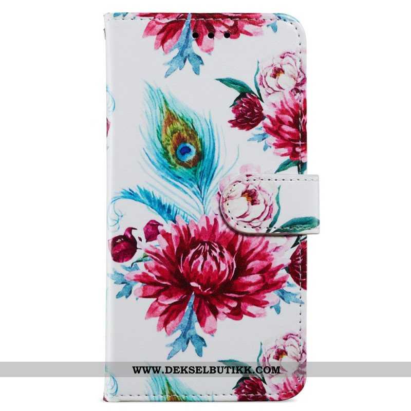 Lærdeksel Til Moto G73 5G Med Kjede Strappy Floral