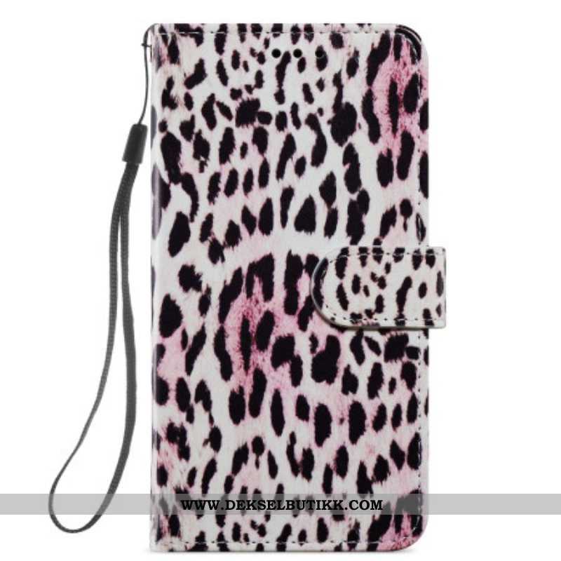 Lærdeksel Til Samsung Galaxy A54 5G Med Kjede Strappy Leopard Style