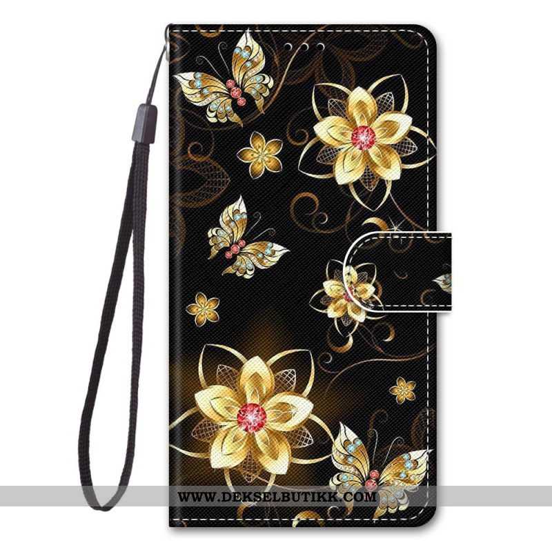 Lærdeksel Til Xiaomi 12 / 12X Med Kjede Strappy Floral