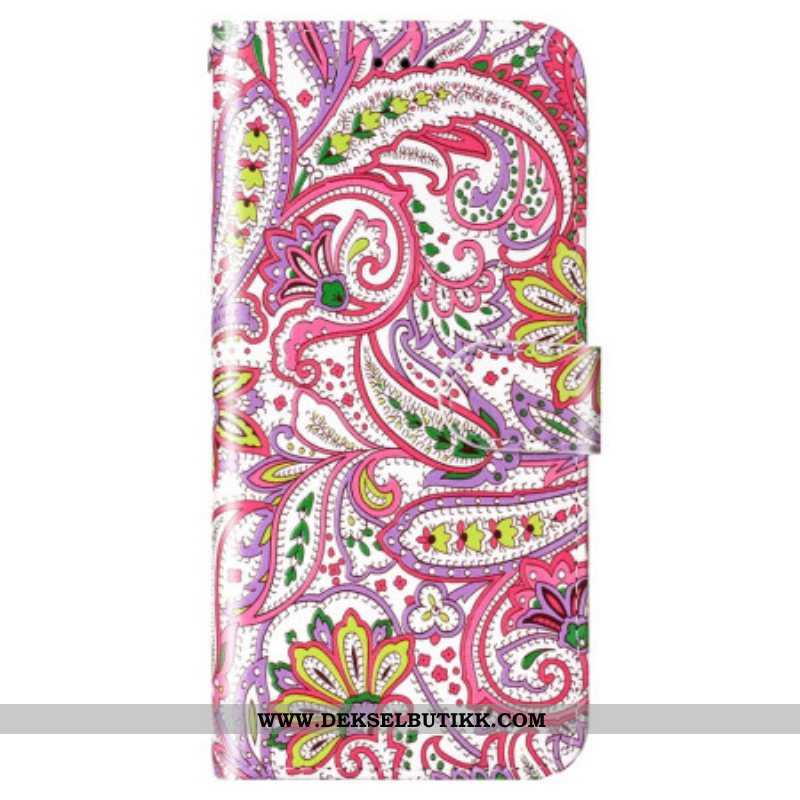 Lærdeksel Til Xiaomi 12 Lite Med Kjede Strappy Paisley-mønster