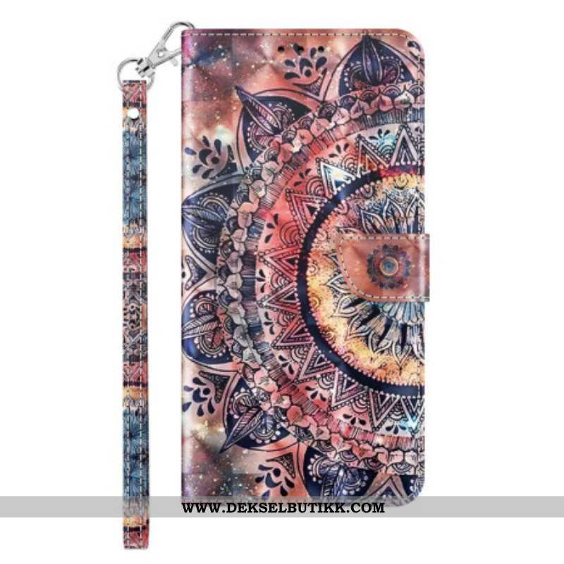 Lærdeksel Til iPhone 14 Med Kjede Pro Colorful Strappy Mandala