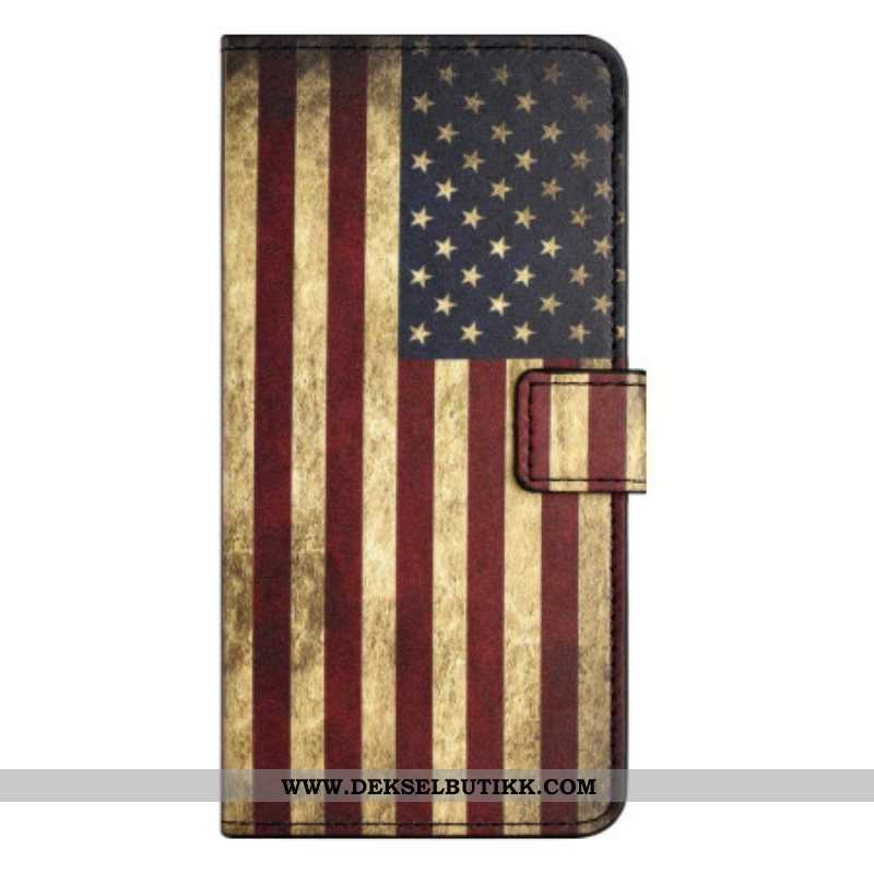 Lærdeksel Til iPhone 15 Plus Vintage Usa-flagg