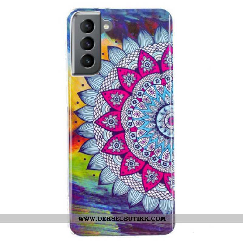 Mobildeksel Til Samsung Galaxy S21 FE Fluorescerende Fargerik Mandala