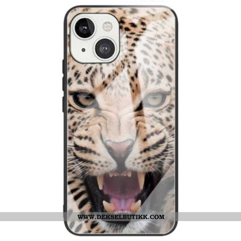 Mobildeksel Til iPhone 14 Leopard Herdet Glass