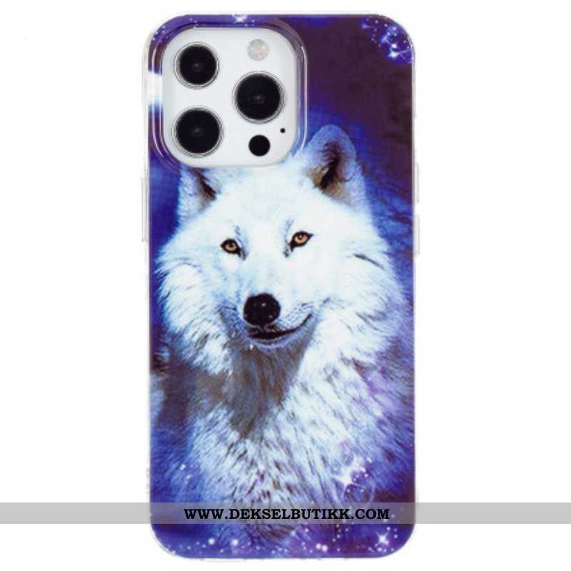 Mobildeksel Til iPhone 15 Pro Fluorescerende White Wolf