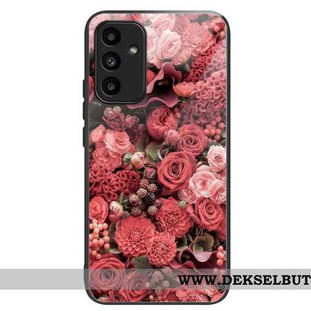 Deksel Samsung Galaxy A15 5g Røde Og Rosa Blomster Av Herdet Glass Beskyttelse Deksel