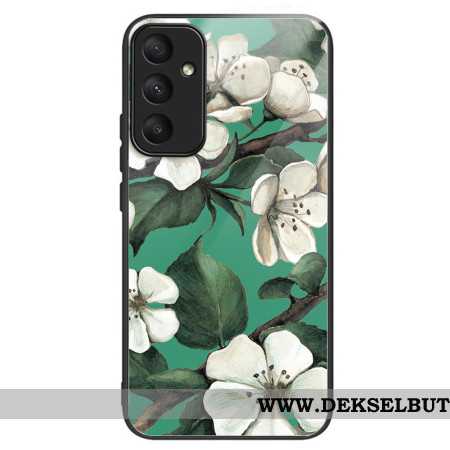 Deksel Samsung Galaxy A55 5g Hvite Blomster Av Herdet Glass