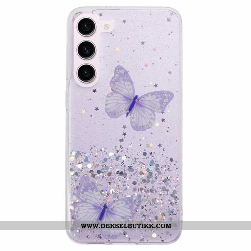 Deksel Samsung Galaxy S24 5g Glittersommerfugler