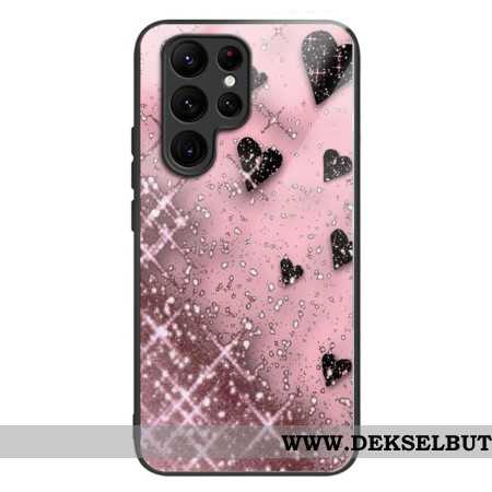 Deksel Samsung Galaxy S24 Ultra 5g Mobildeksel Rosa Hjerter I Herdet Glass