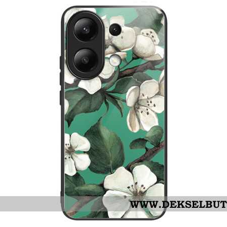 Deksel Til Xiaomi Redmi Note 13 4g Hvite Blomster Av Herdet Glass