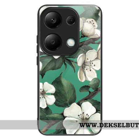 Deksel Til Xiaomi Redmi Note 13 Pro 4g Hvite Blomster Av Herdet Glass