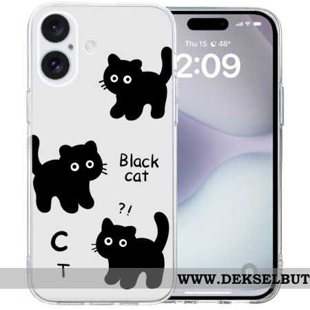 Deksel Til iPhone 16 Transparent Edge Black Cats