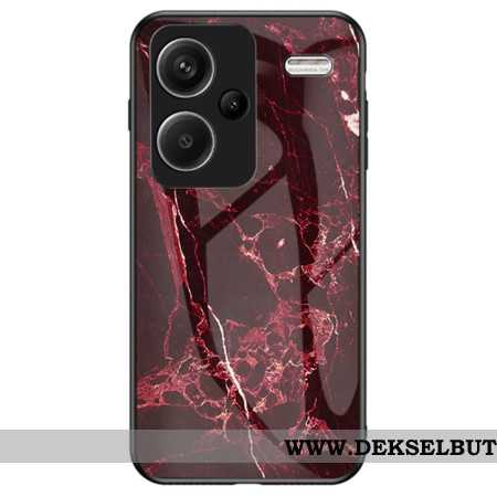 Deksel Xiaomi Redmi Note 13 Pro Plus 5g Mobildeksel Rød Marmor Herdet Glass