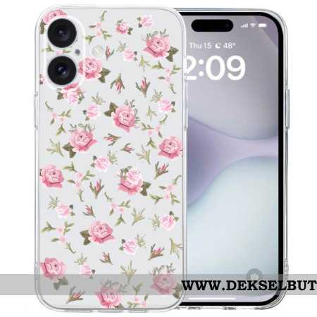 Deksel iPhone 16 Mobildeksel Gjennomsiktig Kant Rosa Blomster