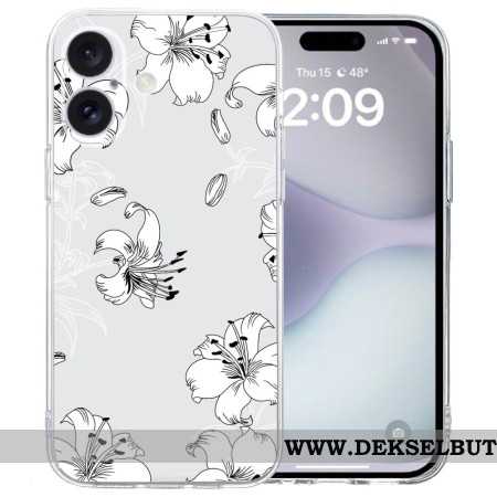 Deksel iPhone 16 Mobildeksel Transparent Edge White Flowers