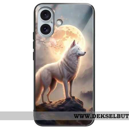 Deksel iPhone 16 Plus Mobildeksel Moonlight Wolf Herdet Glass