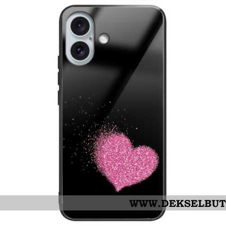 Deksel iPhone 16 Plus Mobildeksel Rosa Hjerte Herdet Glass