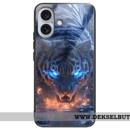 Deksel iPhone 16 Plus Tigertrykt Herdet Glass