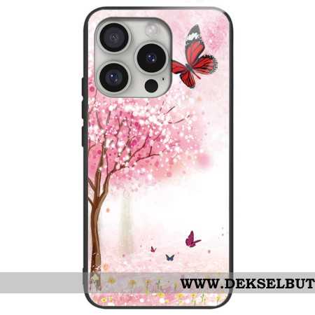 Deksel iPhone 16 Pro Cherry Blossom Herdet Glass