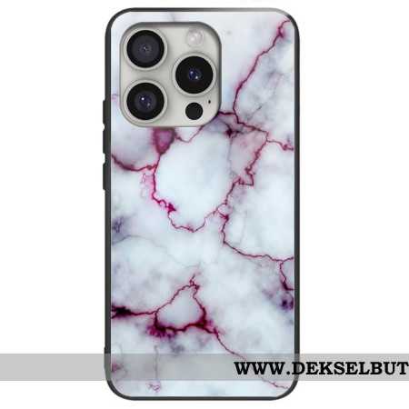 Deksel iPhone 16 Pro Lilla Marmor Herdet Glass