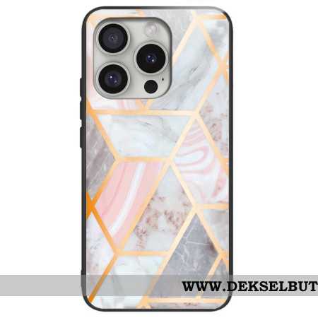 Deksel iPhone 16 Pro Max Mobildeksel Rosa Marmor Herdet Glass