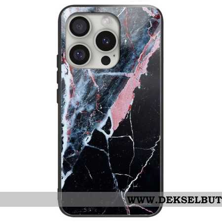 Deksel iPhone 16 Pro Max Mobildeksel Sort Marmor Herdet Glass