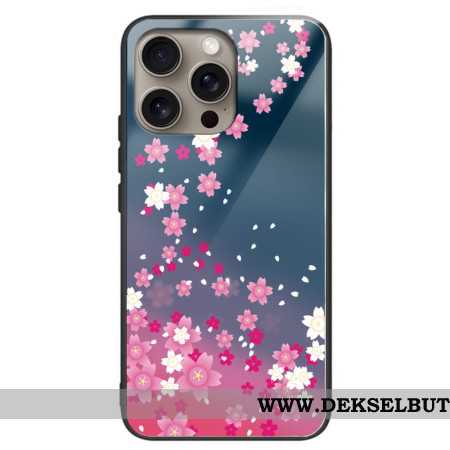 Deksel iPhone 16 Pro Rosa Blomster I Herdet Glass