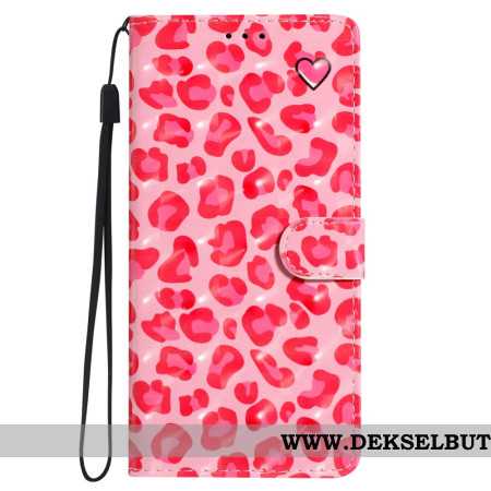 Folio Deksel Oppo A98 5g 3d Rosa Leopard Med Stropp