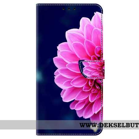 Folio Deksel Oppo A98 5g Rosa Blomster På Blå Bakgrunn Beskyttelse Deksel