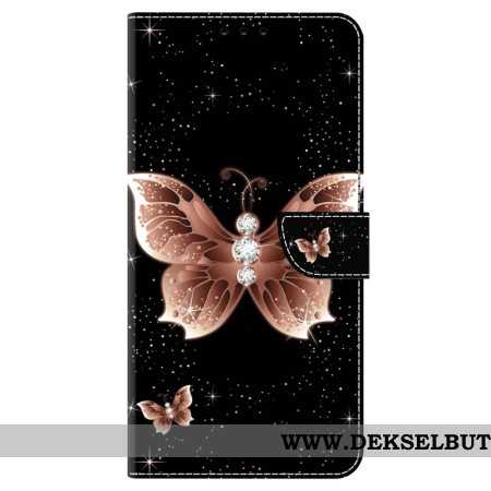 Folio Deksel Oppo A98 5g Rosa Diamant Sommerfugl Beskyttelse Deksel