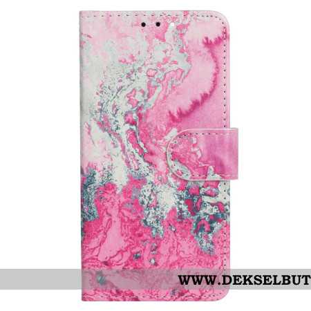 Folio Deksel Oppo A98 5g Rosa Og Sølv Marmormønster