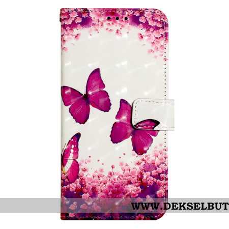 Folio Deksel Oppo Reno 11 5g Rosa Sommerfugler