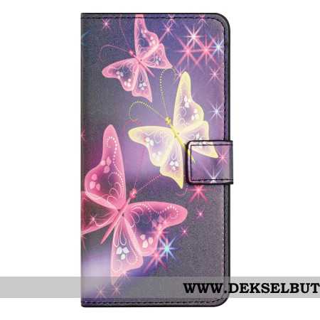 Folio Deksel Samsung Galaxy A15 5g Glitrende Sommerfugler Beskyttelse Deksel