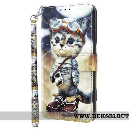 Folio Deksel Samsung Galaxy A15 Aviator Cat Med Stropp