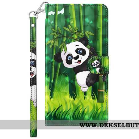 Folio Deksel Samsung Galaxy A15 Bambus Panda Med Stropp Beskyttelse Deksel