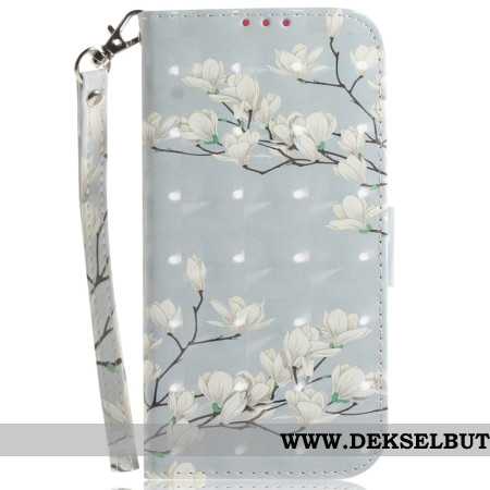 Folio Deksel Samsung Galaxy A15 Lanière Magnolias