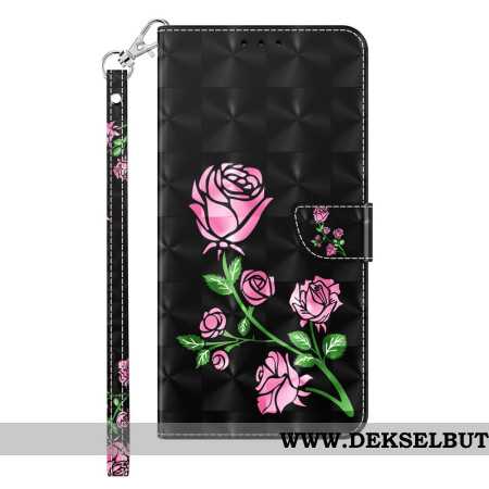 Folio Deksel Samsung Galaxy A15 Roseblomster Med Stropp