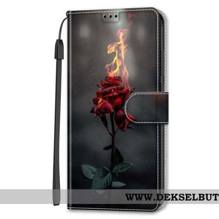 Folio Deksel Samsung Galaxy S24 5g Brannrosa Med Stropp