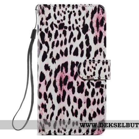 Folio Deksel Samsung Galaxy S24 5g Leopardmønster Med Stropp Beskyttelse Deksel