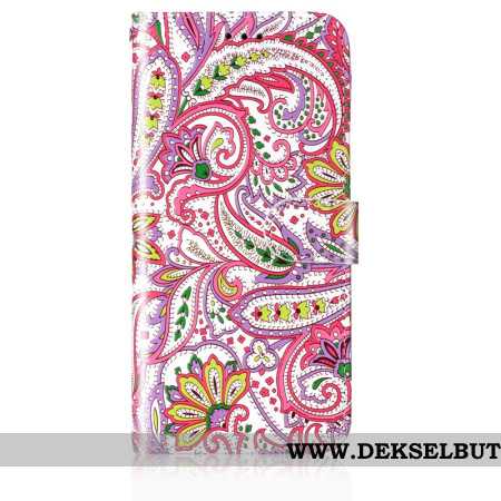 Folio Deksel Samsung Galaxy S24 5g Rosa Blomstermønster Med Stropp