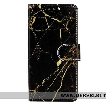 Folio Deksel Samsung Galaxy S24 5g Svart Og Gull Marmor Med Stropp