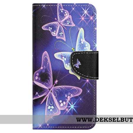 Folio Deksel Samsung Galaxy S24 Fe Glitrende Sommerfugler