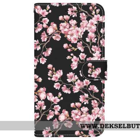 Folio Deksel Samsung Galaxy S24 Fe Strappede Plommeblomster