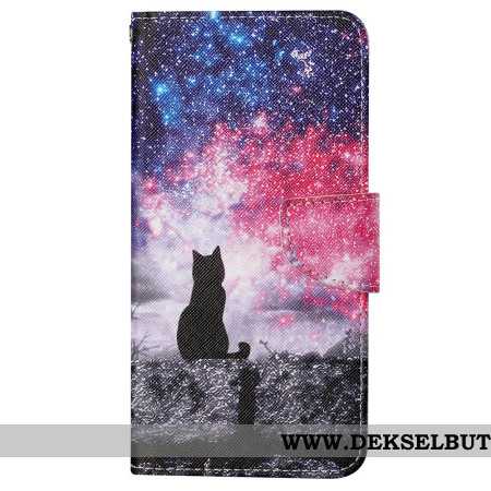 Folio Deksel Samsung Galaxy S24 Plus 5g Stjernehimmel Med Lanyard Cat