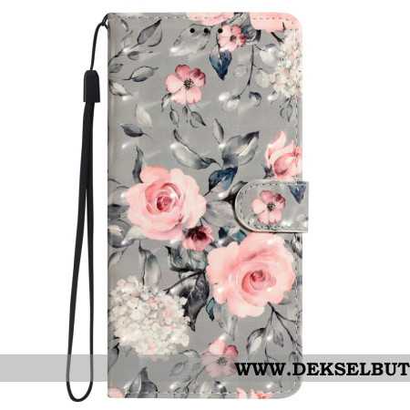 Folio Deksel Til Oppo A98 5g Rosa Blomster Med Stropp