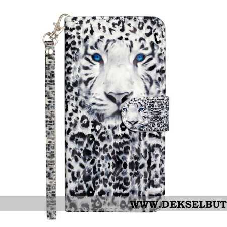 Folio Deksel Til Samsung Galaxy S24 5g Leopard Med Snor