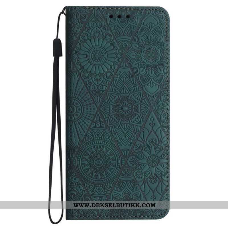 Folio Deksel Til Samsung Galaxy S24 5g Strap Tapestry Style