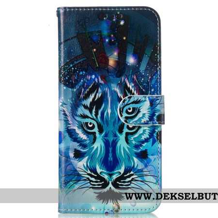 Folio Deksel Til Samsung Galaxy S24 Fe Wolf Print Strap